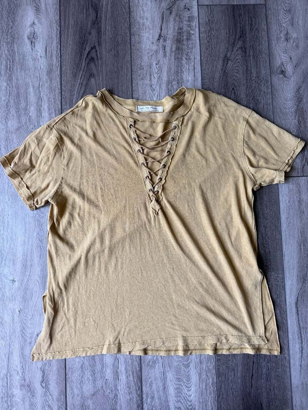 We The Free Azalea Lace-Up Short Sleeve Tee